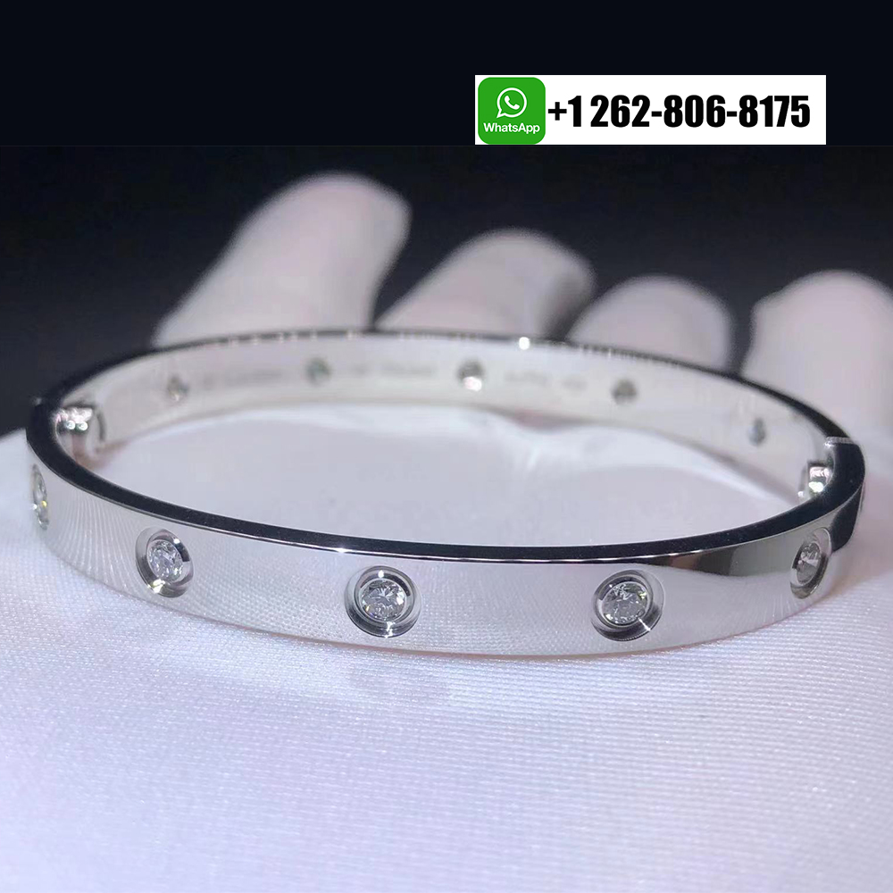 Cartier Love Bracelet 10 Diamonds Classic Model in 18k White Gold