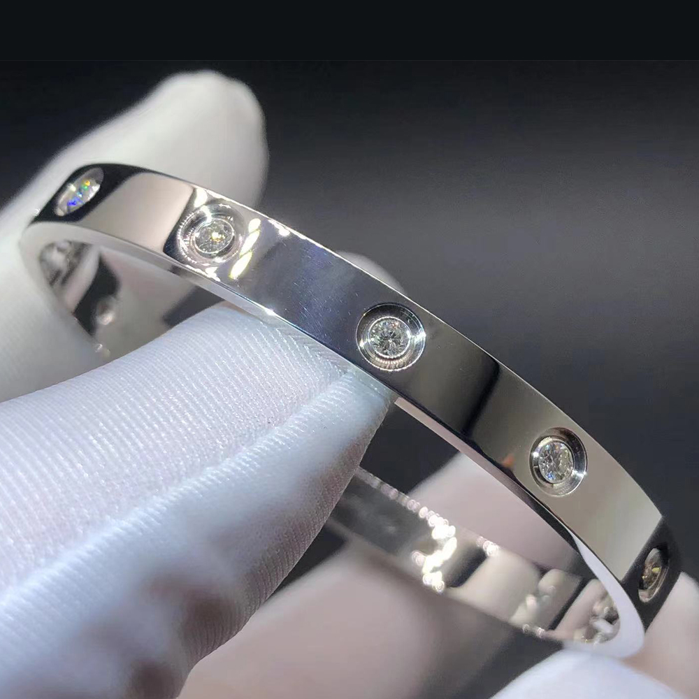 Cartier Love Bracelet 10 Diamonds Classic Model in 18k White Gold
