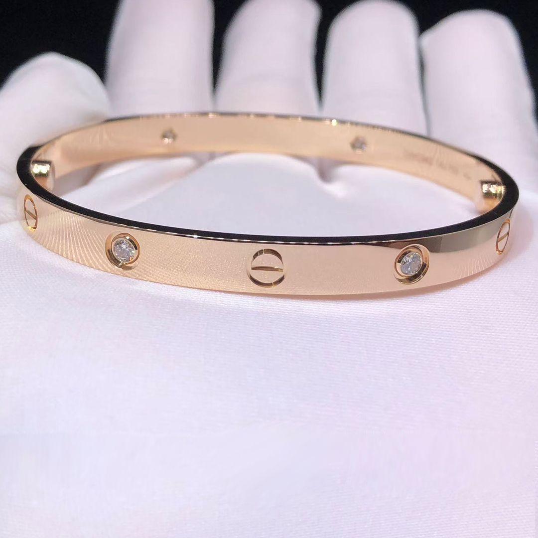 Cartier Love Classic Model Bracelet 4 Diamonds in 18k Rose Gold