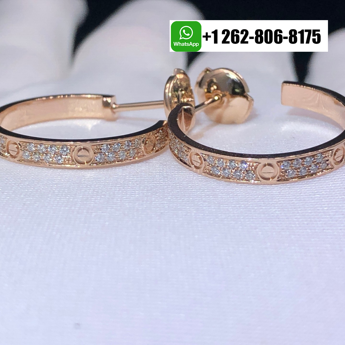 Cartier Love Diamond Paved Medium Hoop Earrings 18k Rose Gold N8515192