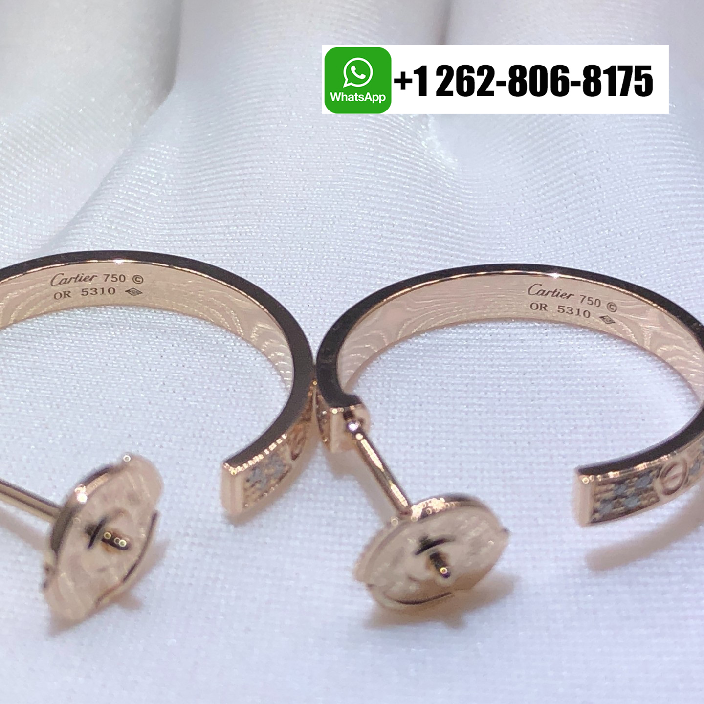 Cartier Love Diamond Paved Medium Hoop Earrings 18k Rose Gold N8515192
