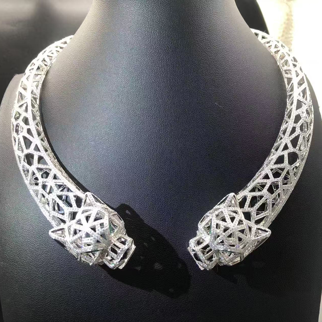 Panthere de Cartier High Jewelry Hollow Choker Necklace Paved Diamond 18k White Gold H7000525
