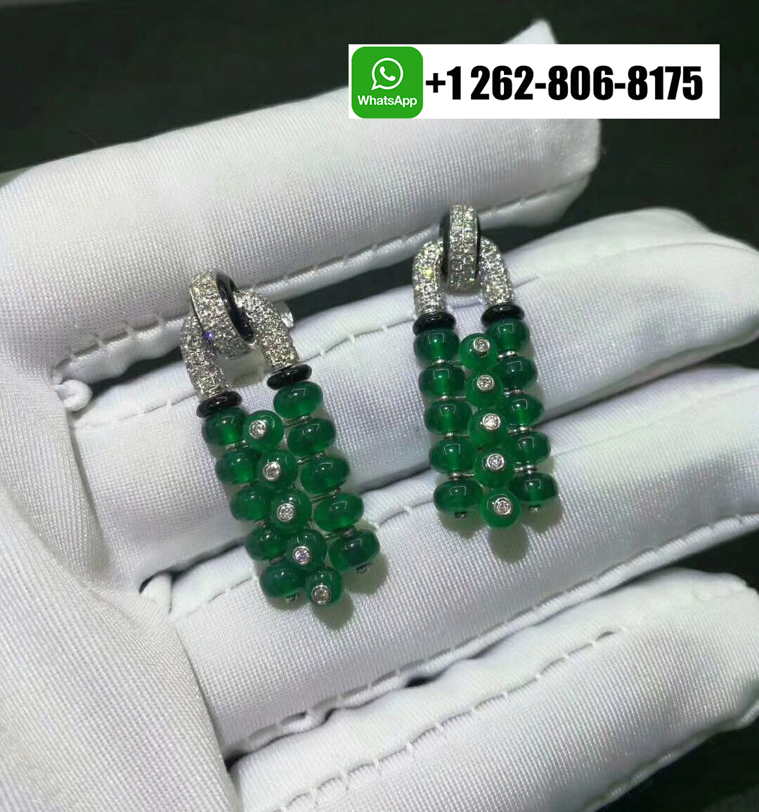 Cartier Panthere de Cartier Platinum Emerald Beads, Onyx and Diamonds High Jewelry Drop Earrings