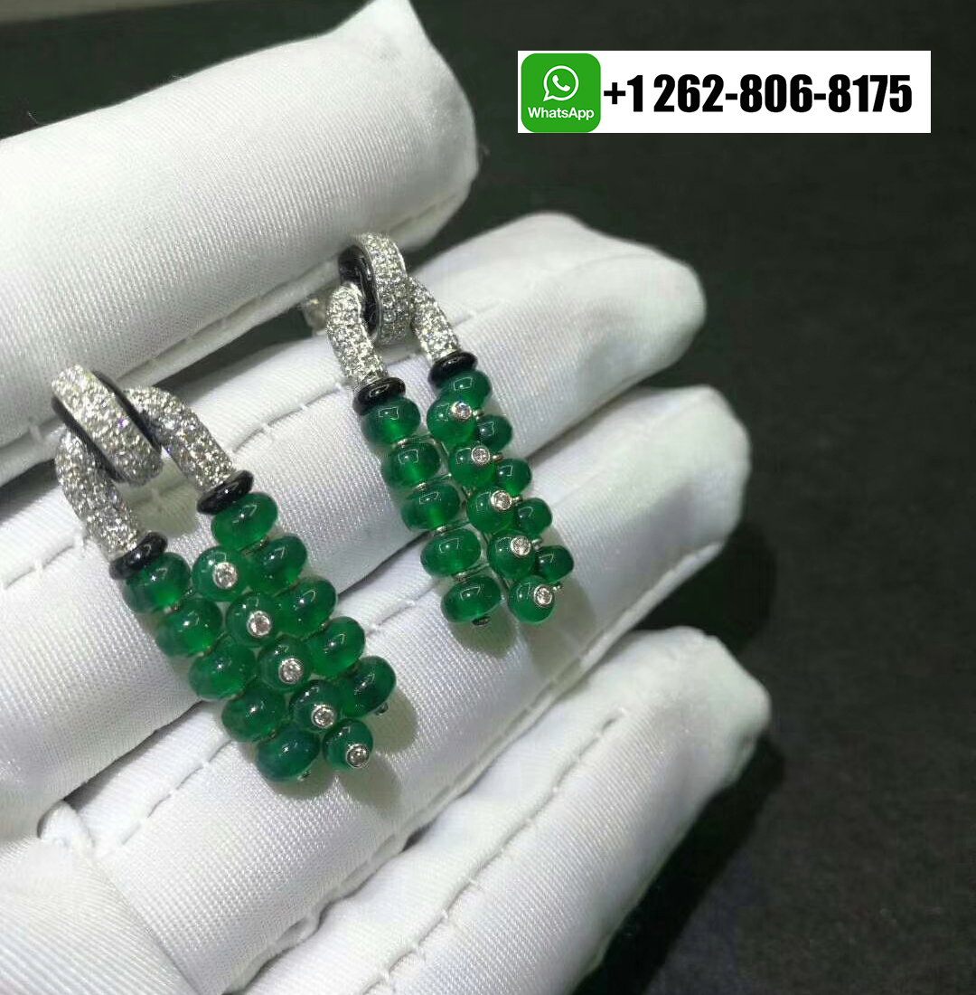 Cartier Panthere de Cartier Platinum Emerald Beads, Onyx and Diamonds High Jewelry Drop Earrings
