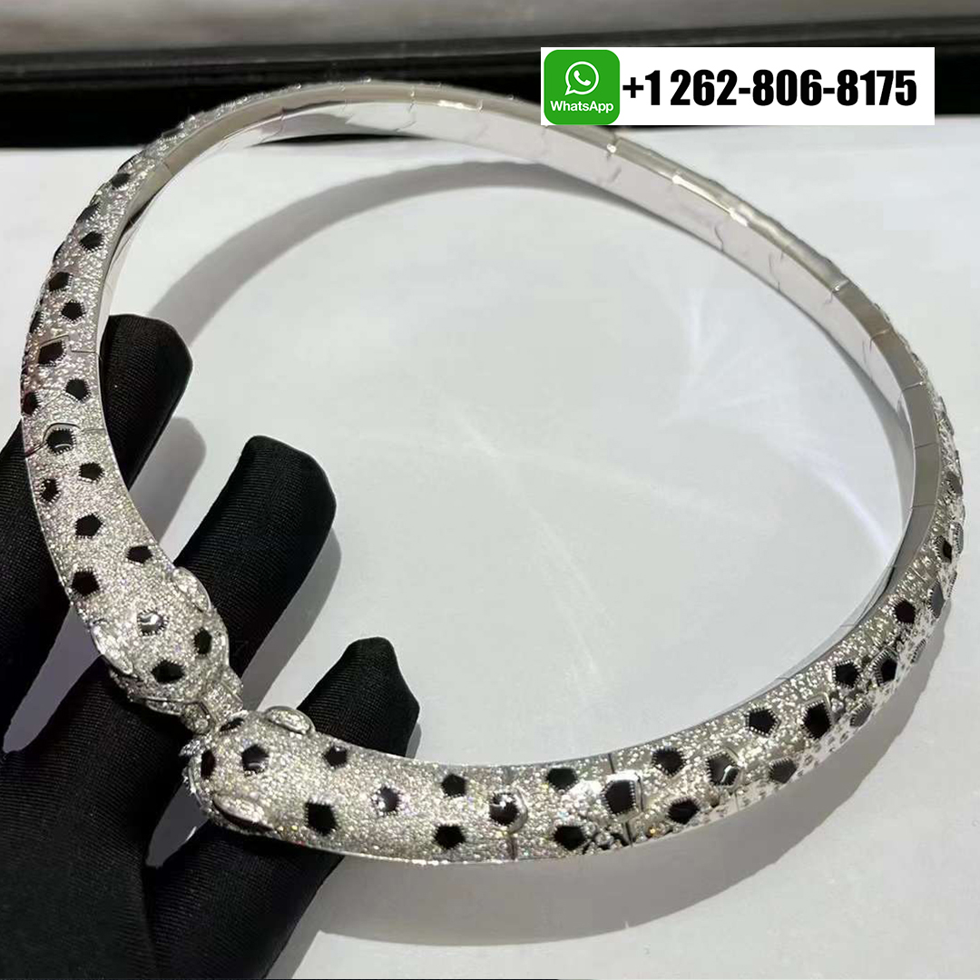 Cartier Pave Diamond Panthère de Cartier Torque Articulated Necklace 18k White Gold N7424435
