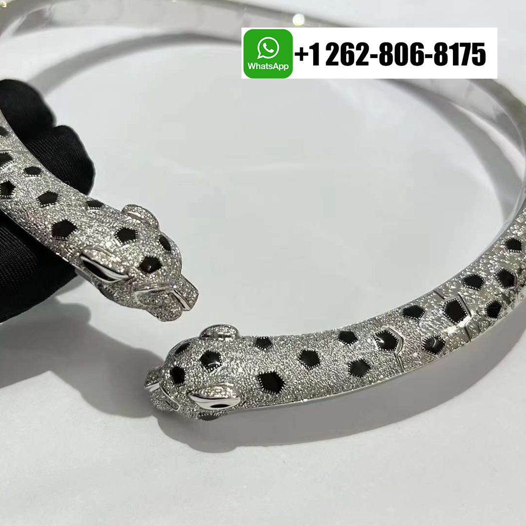 Cartier Pave Diamond Panthère de Cartier Torque Articulated Necklace 18k White Gold N7424435