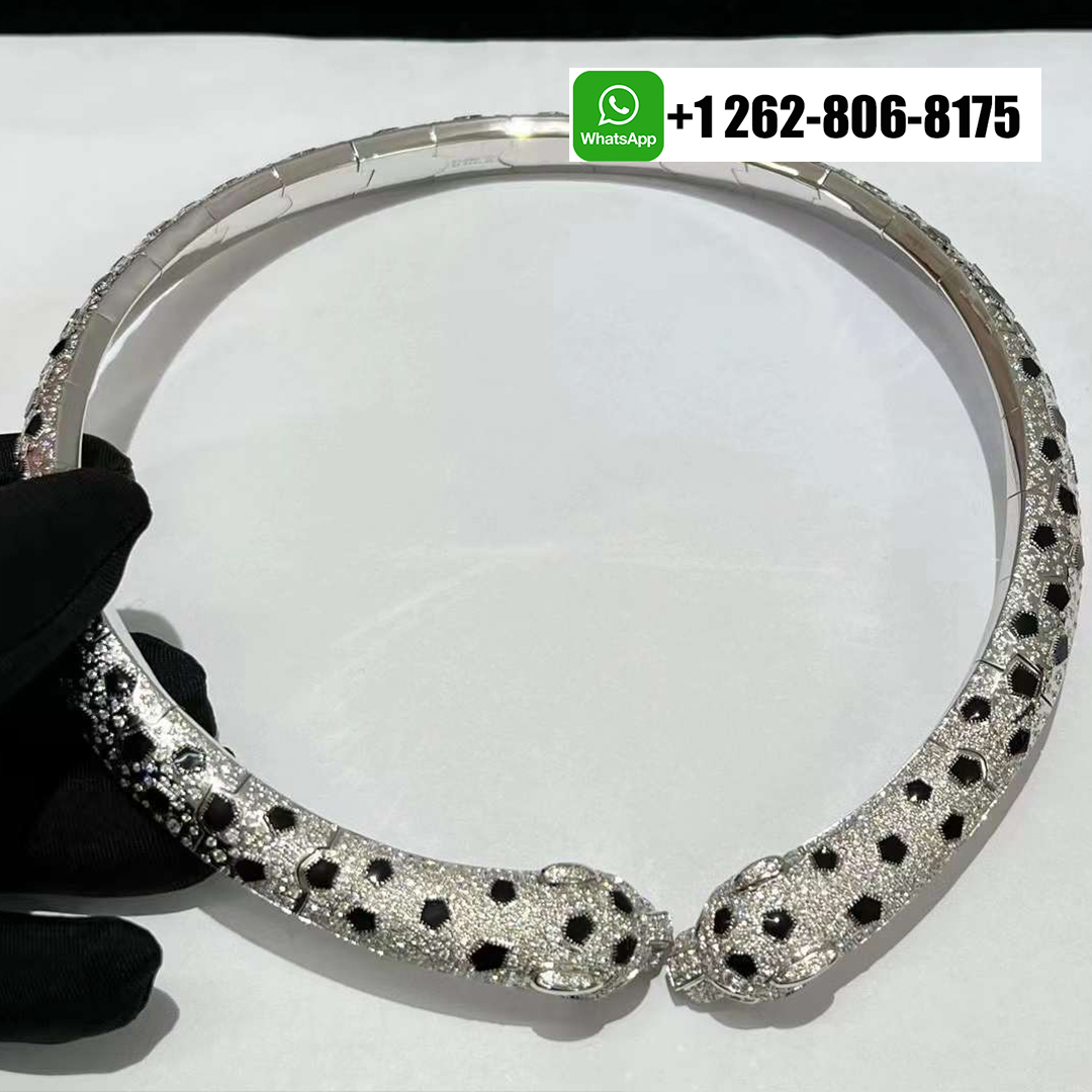 Cartier Pave Diamond Panthère de Cartier Torque Articulated Necklace 18k White Gold N7424435