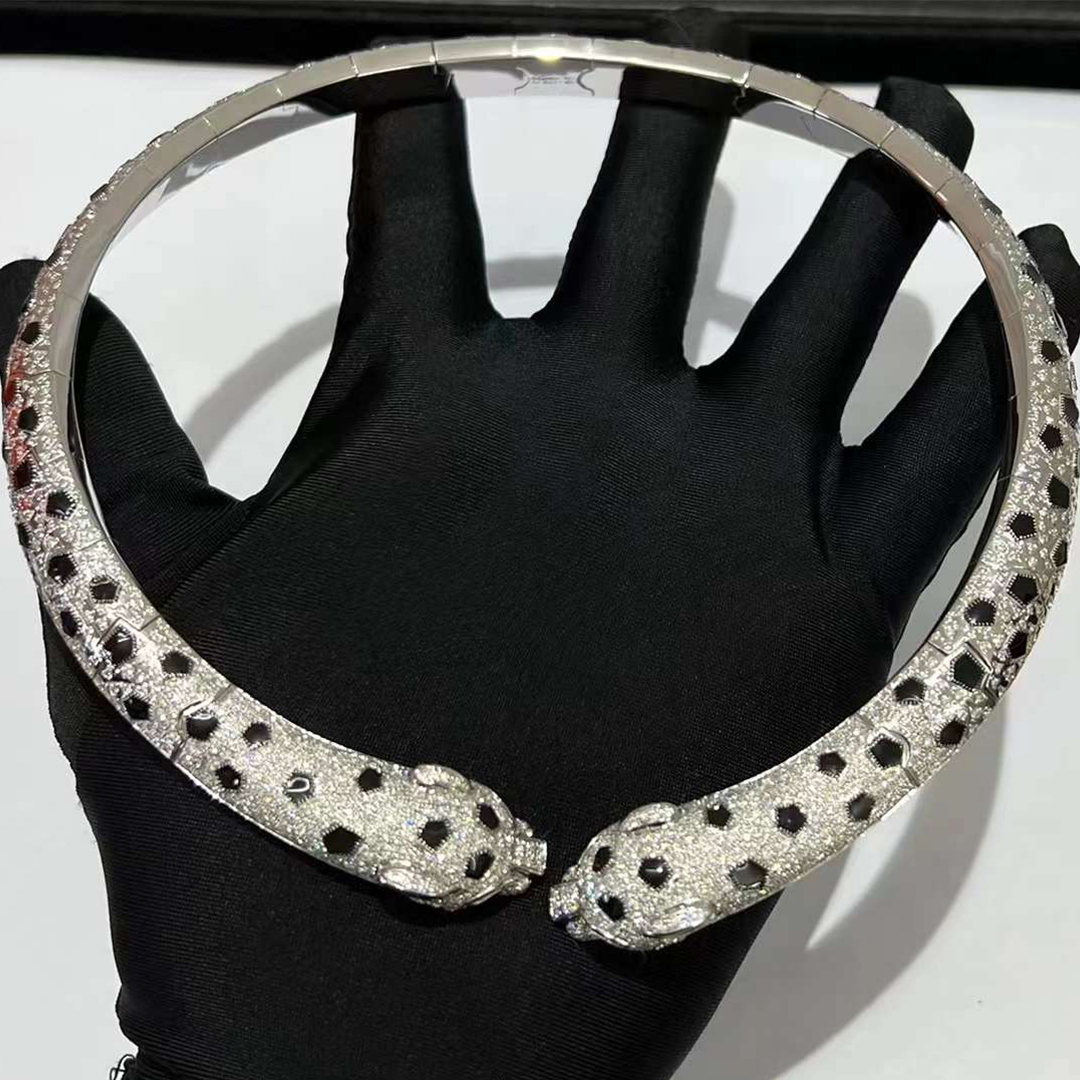 Cartier Pave Diamond Panthère de Cartier Torque Articulated Necklace 18k White Gold N7424435