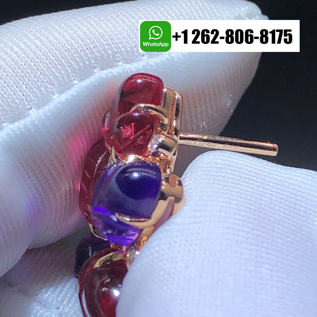 Cartier Pierrs Gravees Engraved Gems Tutti Frutti 18k Rose Gold High Jewelry Earrings H8000262