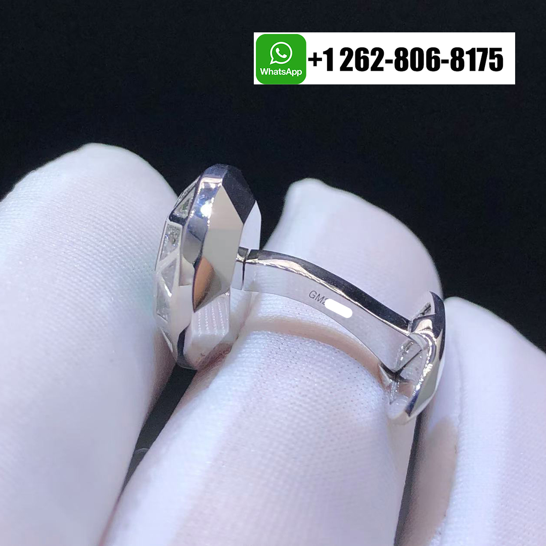 Graff Faceted Diamonds and Emeralds Men’s Cufflinks 18k White Gold