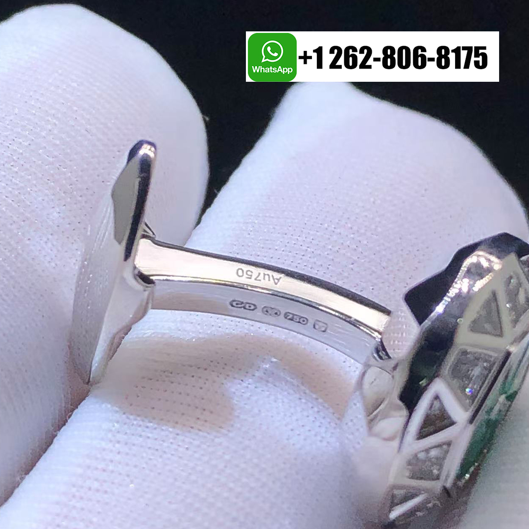 Graff Faceted Diamonds and Emeralds Men’s Cufflinks 18k White Gold