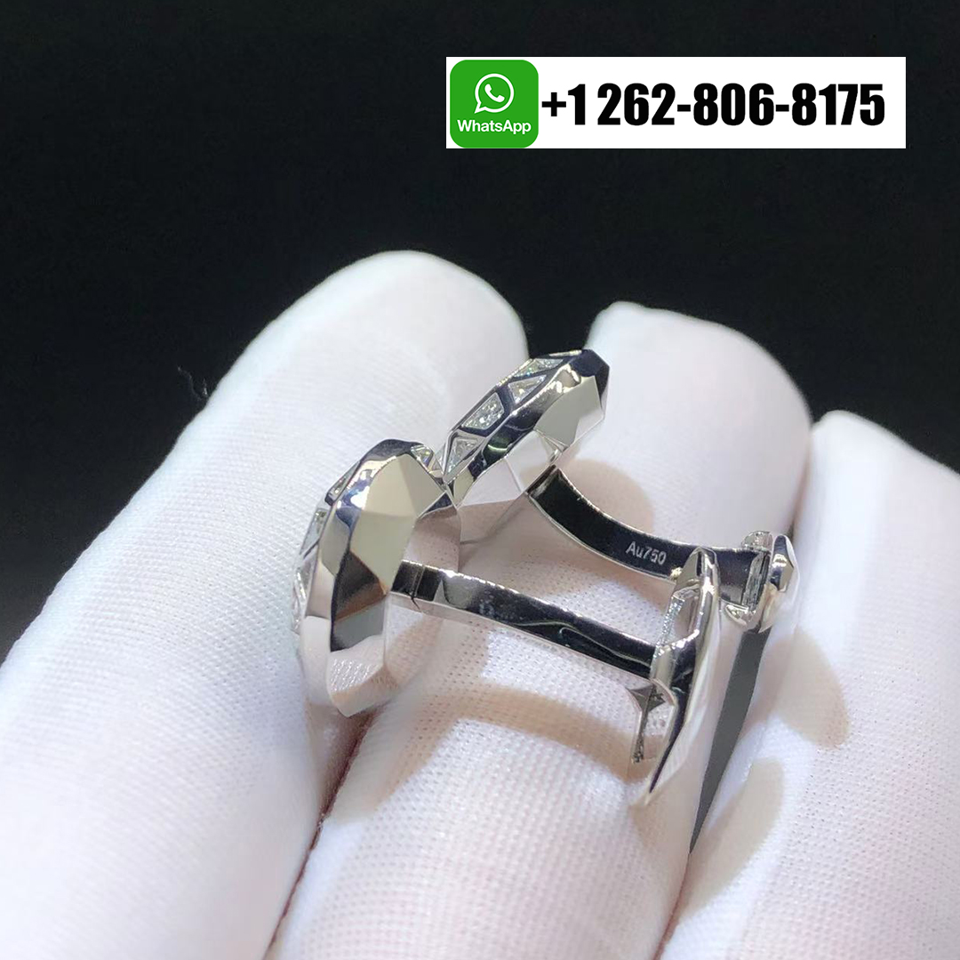 Graff Faceted Diamonds and Emeralds Men’s Cufflinks 18k White Gold