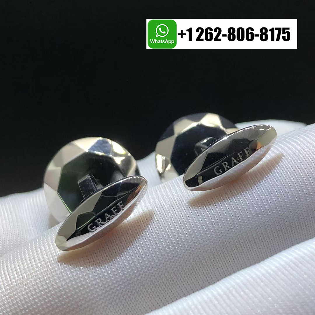 Graff Faceted Diamonds and Emeralds Men’s Cufflinks 18k White Gold