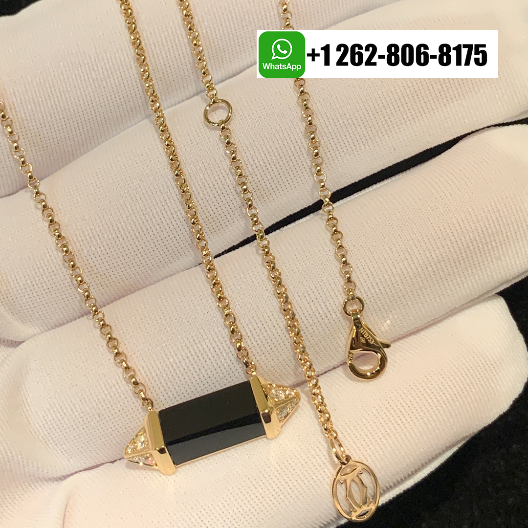 Les Berlingots de Cartier Medium Necklace 18K Yellow Gold Diamond Black Onyx B7224787