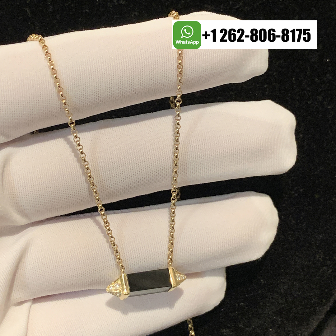 Les Berlingots de Cartier Medium Necklace 18K Yellow Gold Diamond Black Onyx B7224787