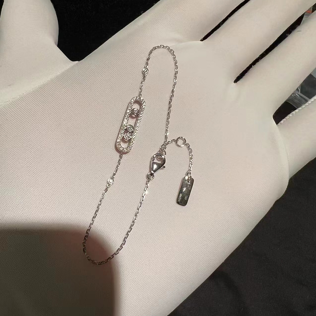 Messika Baby Move Pavé Diamond 18k White Gold Bracelet 04325