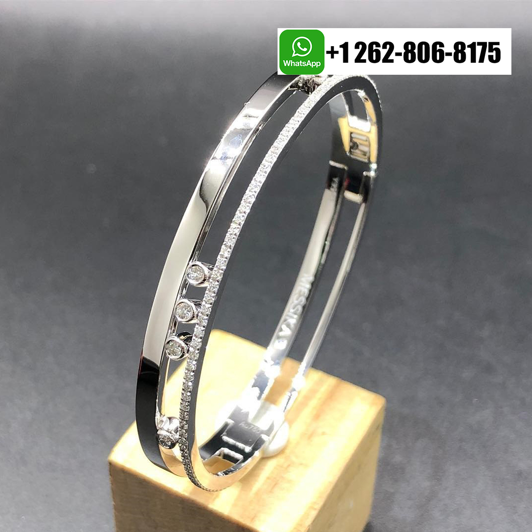 Messika Move Romane Pavé Diamond Bangle Bracelet 18k White Gold 13914-WG