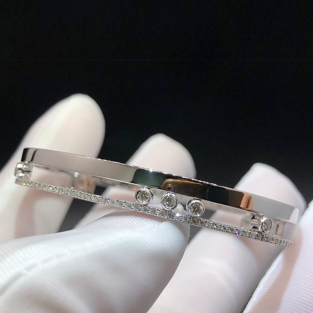 Messika Move Romane Pavé Diamond Bangle Bracelet 18k White Gold 13914-WG