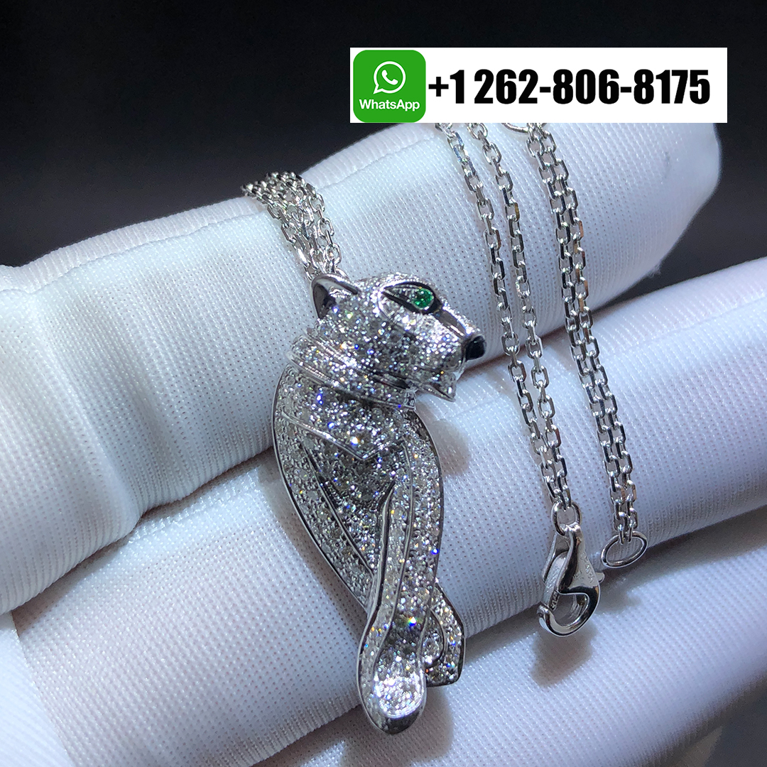 Panthère De Cartier Diamond Pendant Necklace in 18K White Gold