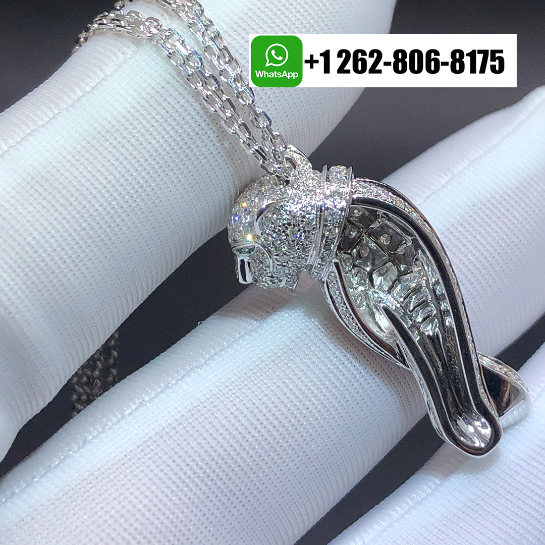 Panthère De Cartier Diamond Pendant Necklace in 18K White Gold