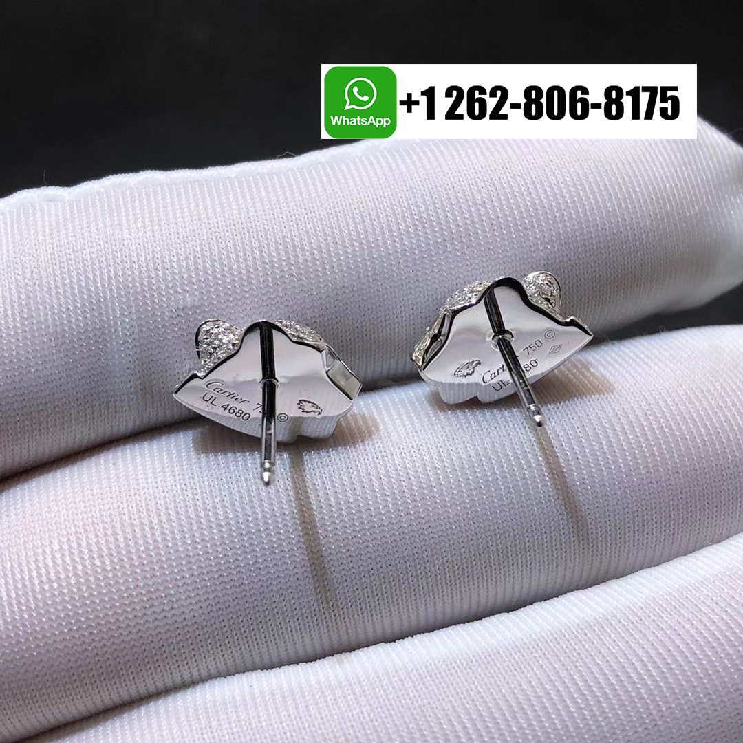 Panthere de Cartier 18K White Gold Pave Diamond Stud Earrings N8050700