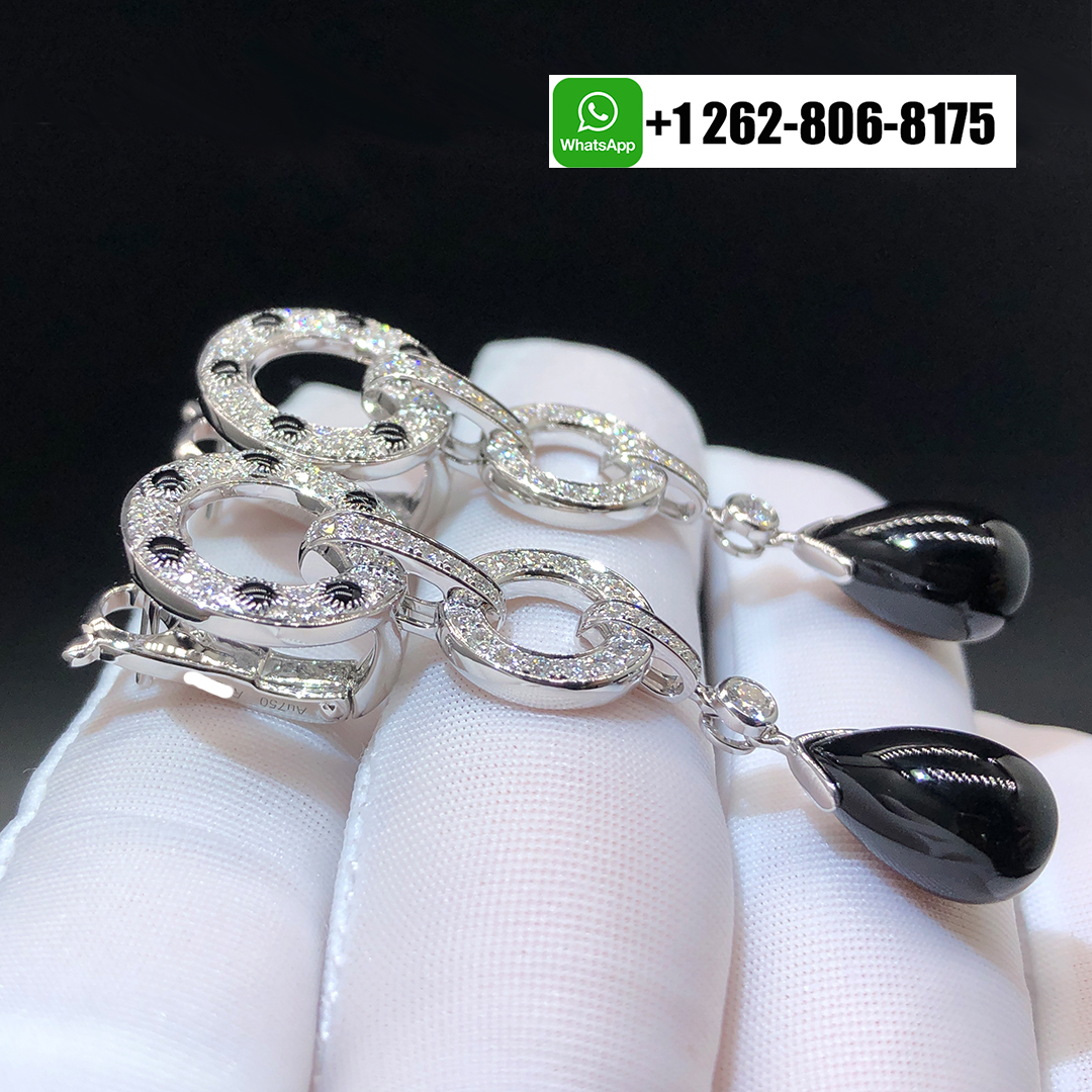 Panthère de Cartier Diamond Paved Onyx 18k White Gold High Jewelry Drop Earrings H8000746