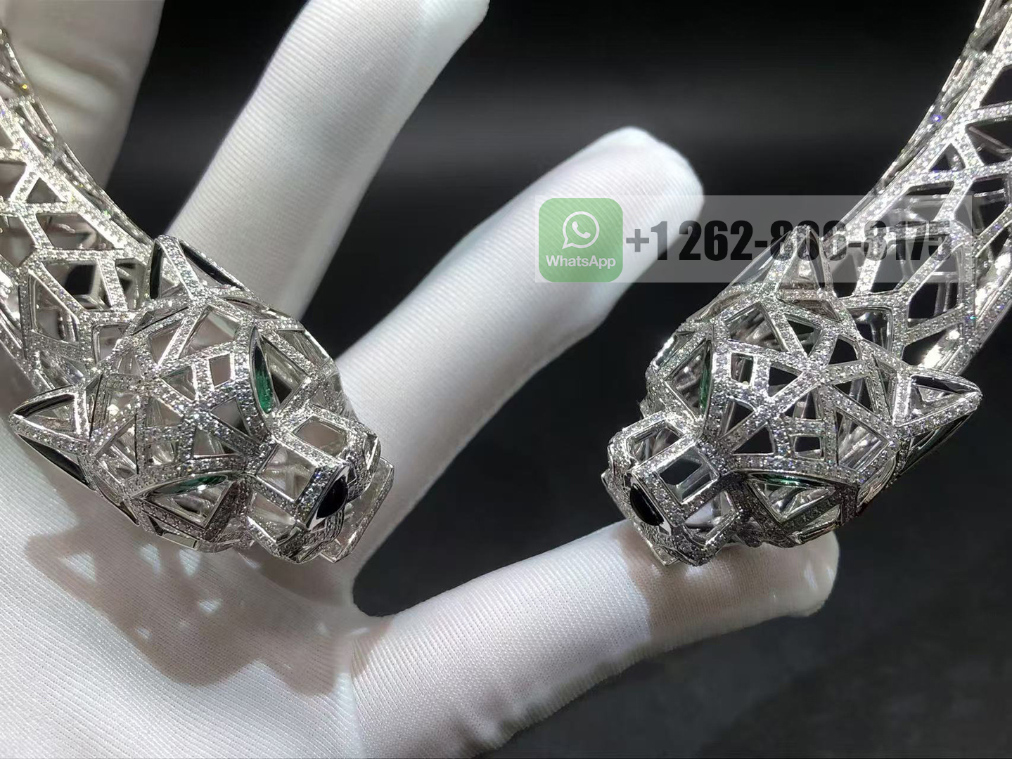 Panthere de Cartier High Jewelry Hollow Choker Necklace Paved Diamond 18k White Gold H7000525