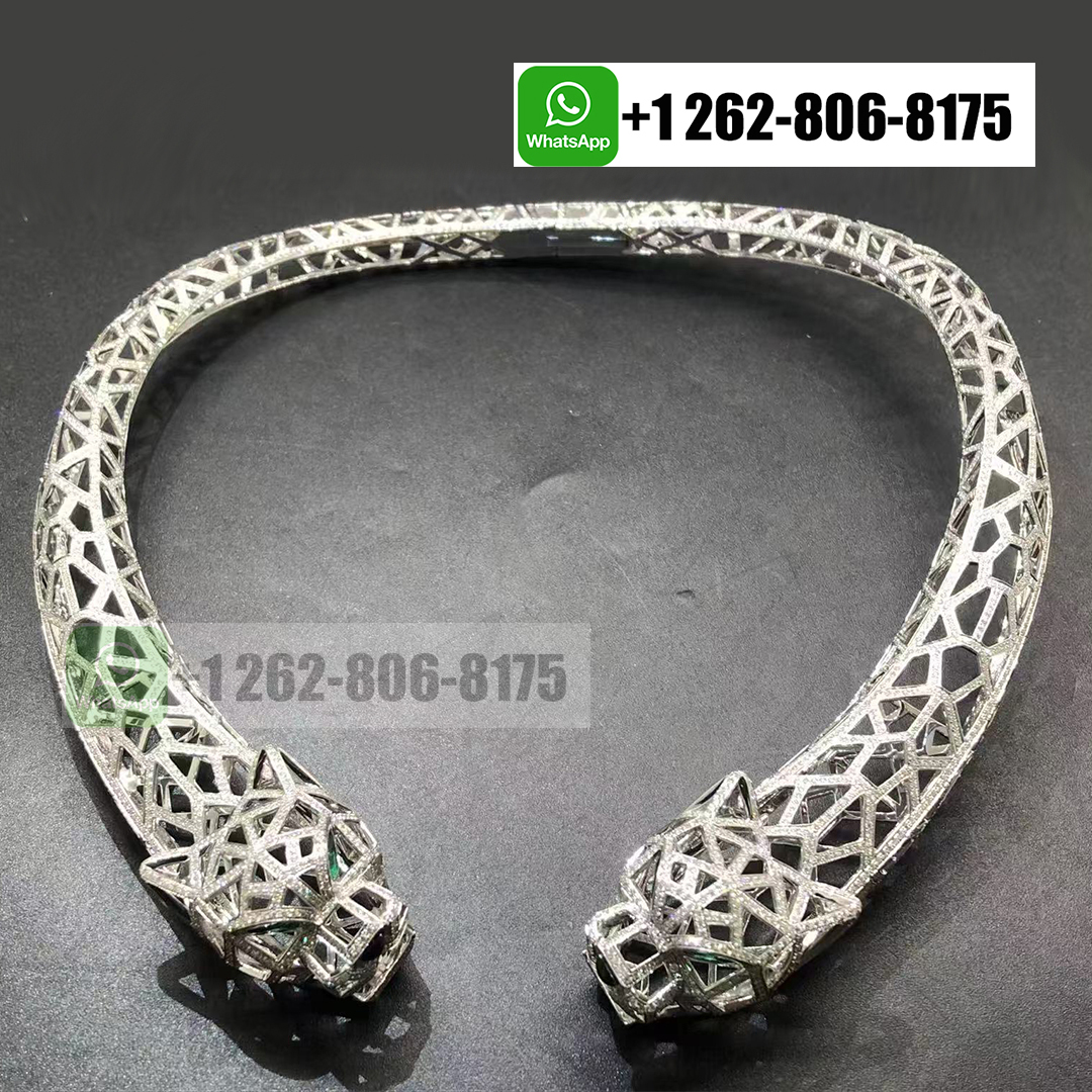 Panthere de Cartier High Jewelry Hollow Choker Necklace Paved Diamond 18k White Gold H7000525