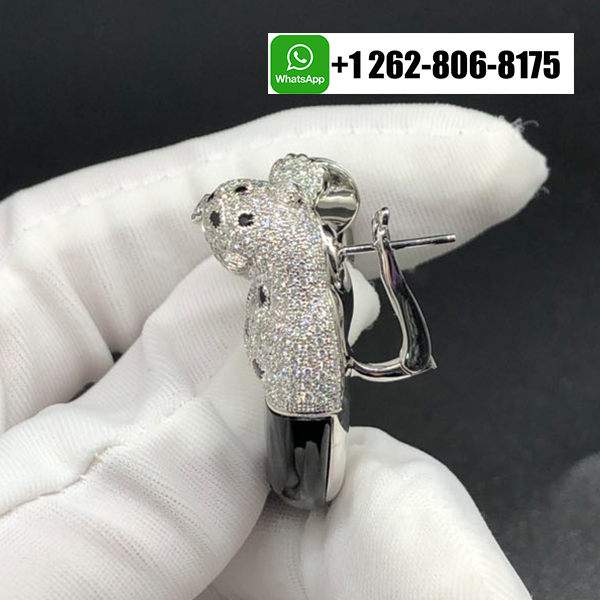 Panthere de Cartier Hoop Earrings in 18k White Gold Onyx Emeralds