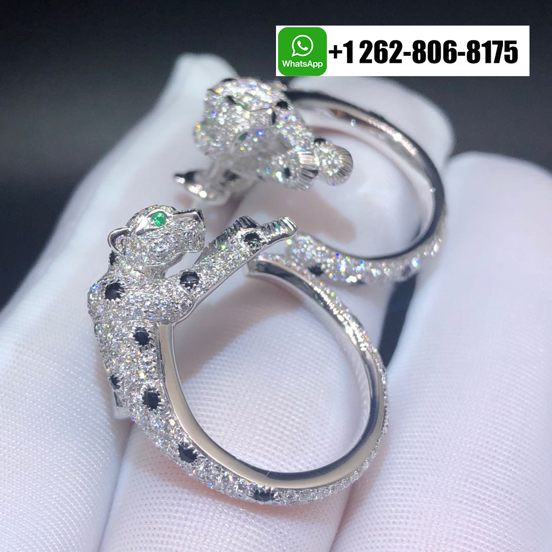 Panthère de Cartier Pave Diamond Hoop Earrings in 18k White Gold H8000330