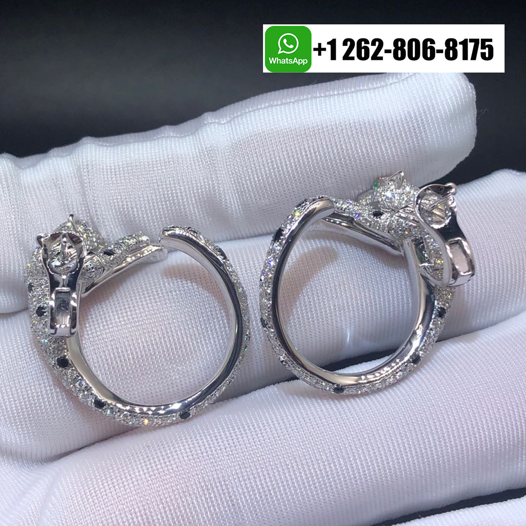 Panthère de Cartier Pave Diamond Hoop Earrings in 18k White Gold H8000330