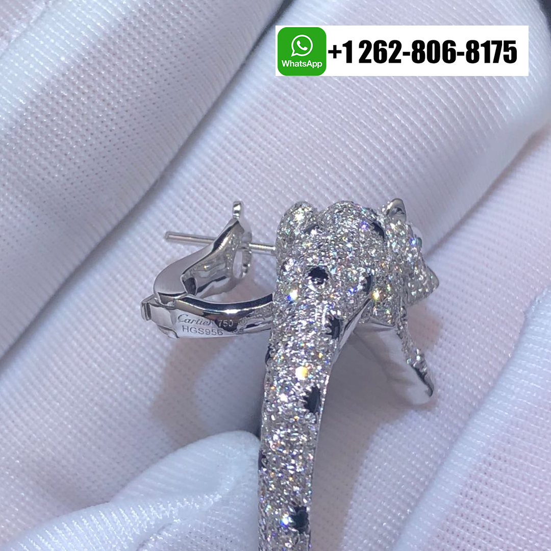 Panthère de Cartier Pave Diamond Hoop Earrings in 18k White Gold H8000330