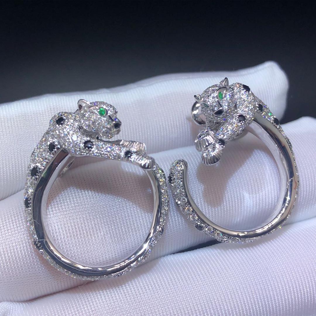 Panthère de Cartier Pave Diamond Hoop Earrings in 18k White Gold H8000330