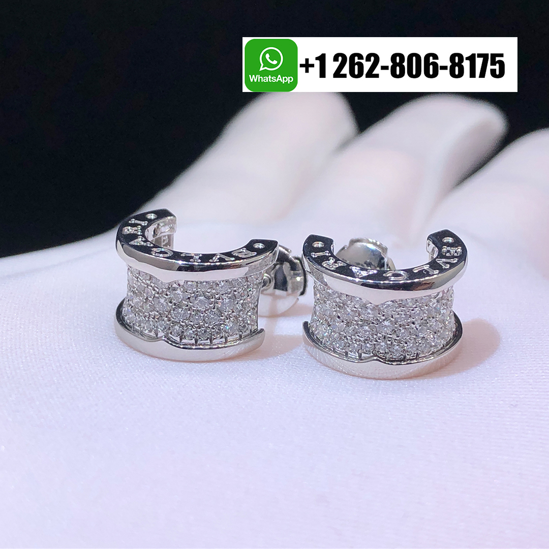Bulgari B.Zero1 Pave Diamond 18k White Gold Earrings