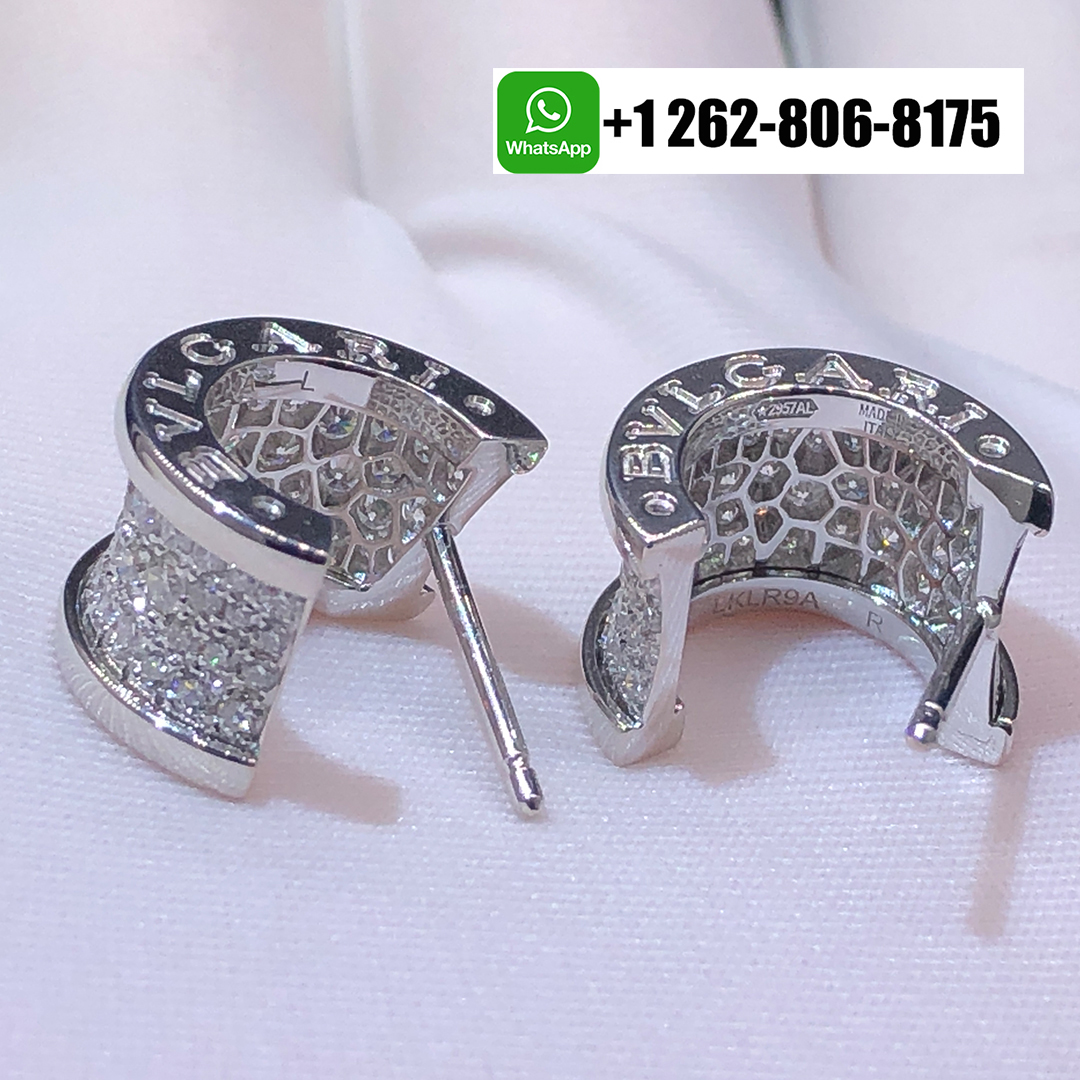 Bulgari B.Zero1 Pave Diamond 18k White Gold Earrings