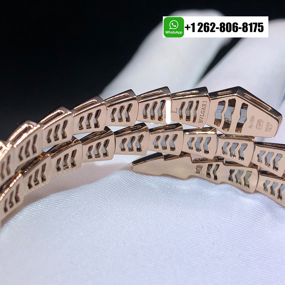 Bvlgari 18K Rose Gold Serpenti Viper Two-Coil Full-Pavé Diamond Bracelet 357271