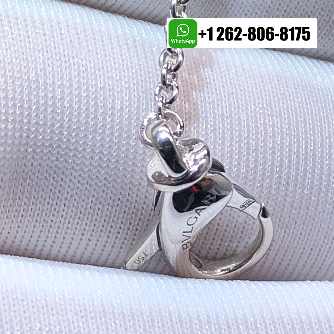 Bvlgari 18K White Gold Onyx Optical Illusion Spinning Pendant Necklace