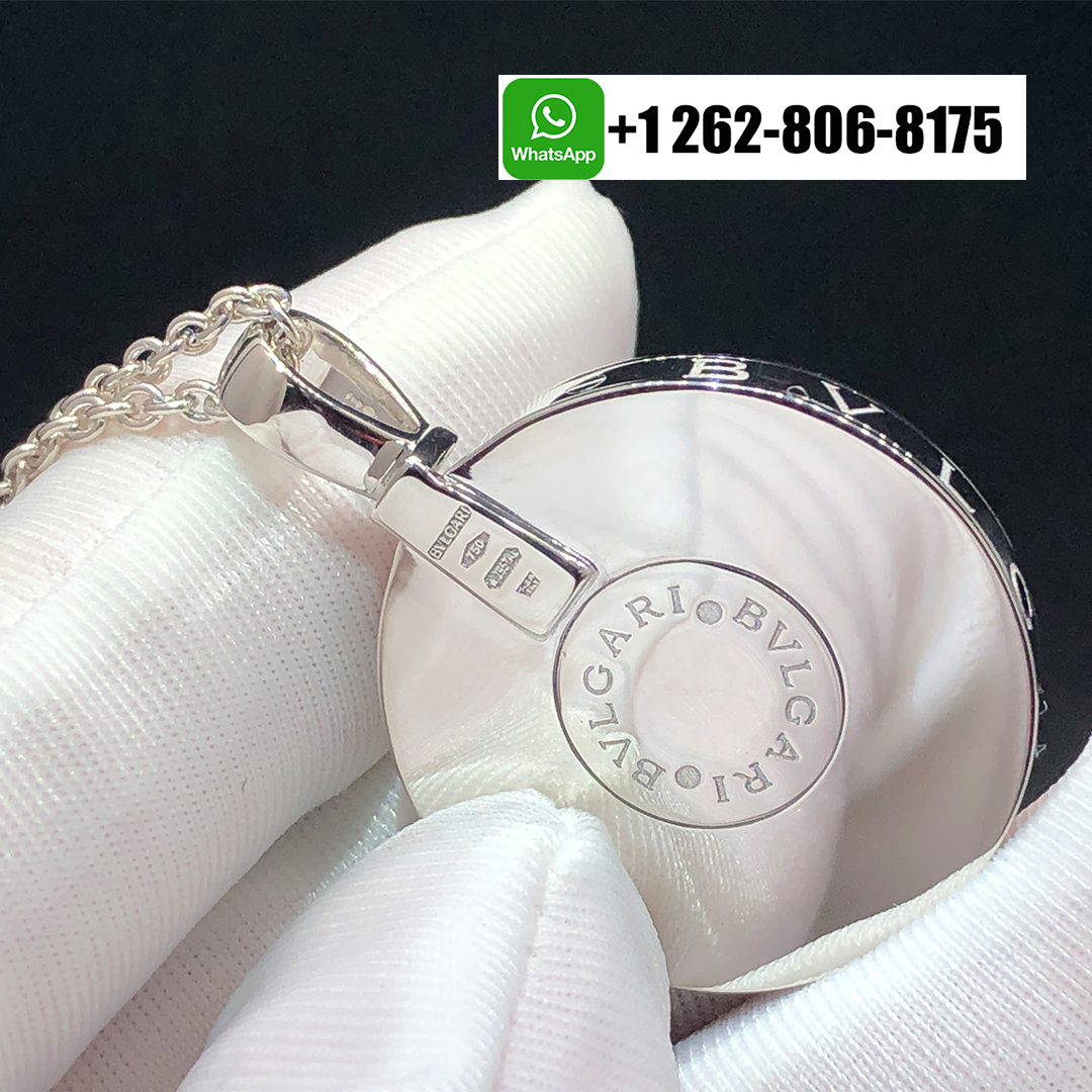 Bvlgari 18K White Gold Onyx Optical Illusion Spinning Pendant Necklace