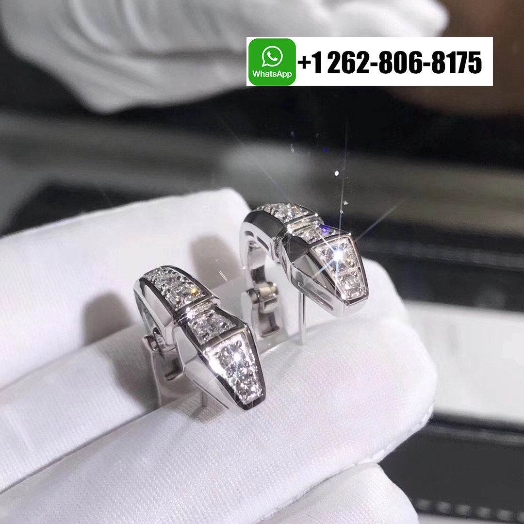 Bvlgari 18K White Gold Serpenti Viper 1.52ct Diamond Earrings
