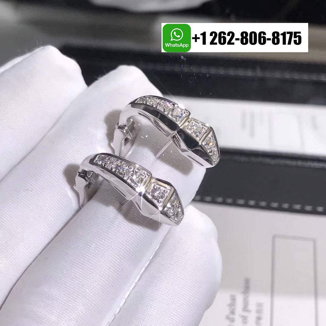 Bvlgari 18K White Gold Serpenti Viper 1.52ct Diamond Earrings