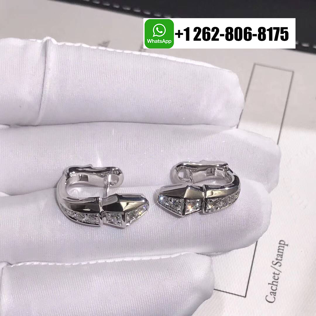 Bvlgari 18K White Gold Serpenti Viper 1.52ct Diamond Earrings