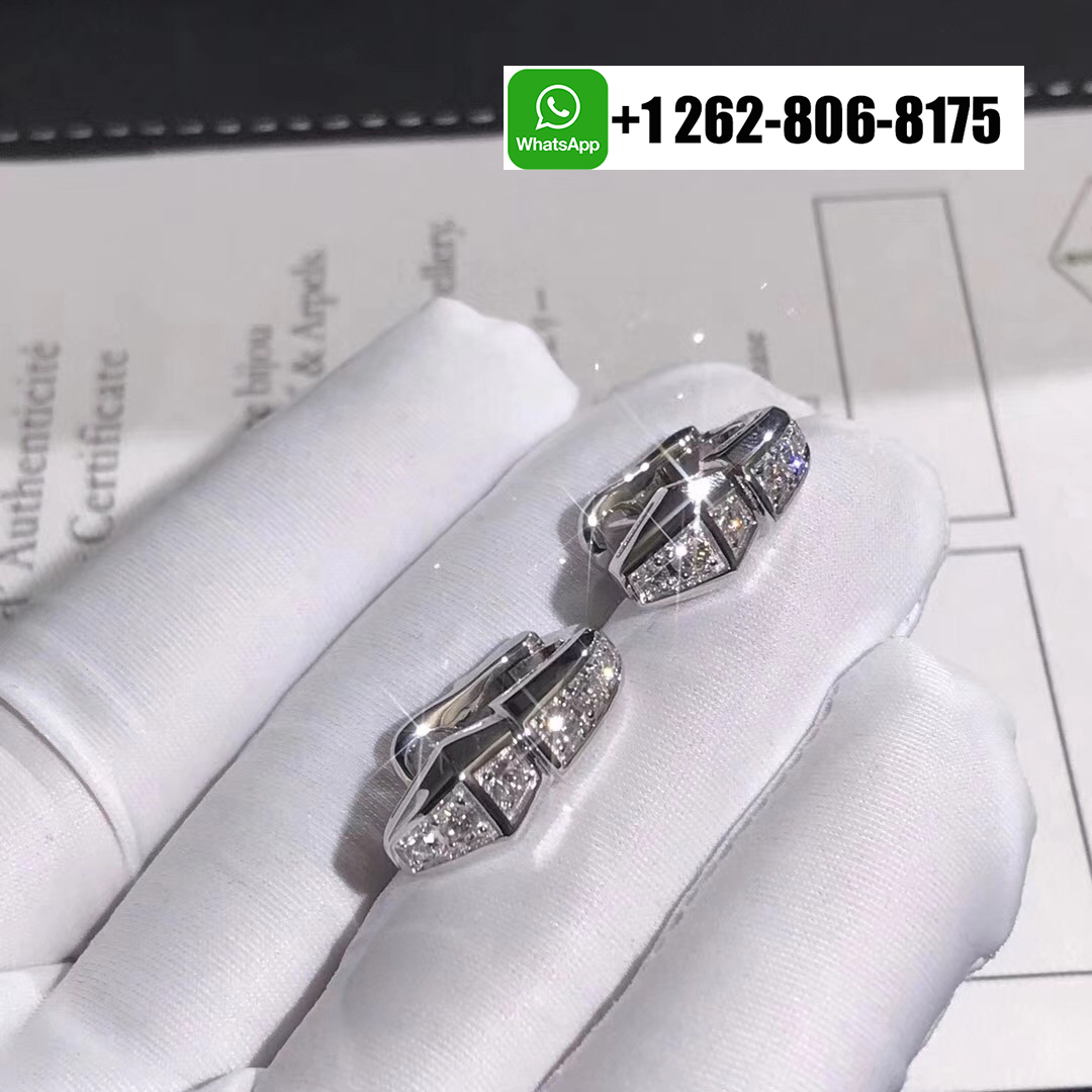 Bvlgari 18K White Gold Serpenti Viper 1.52ct Diamond Earrings