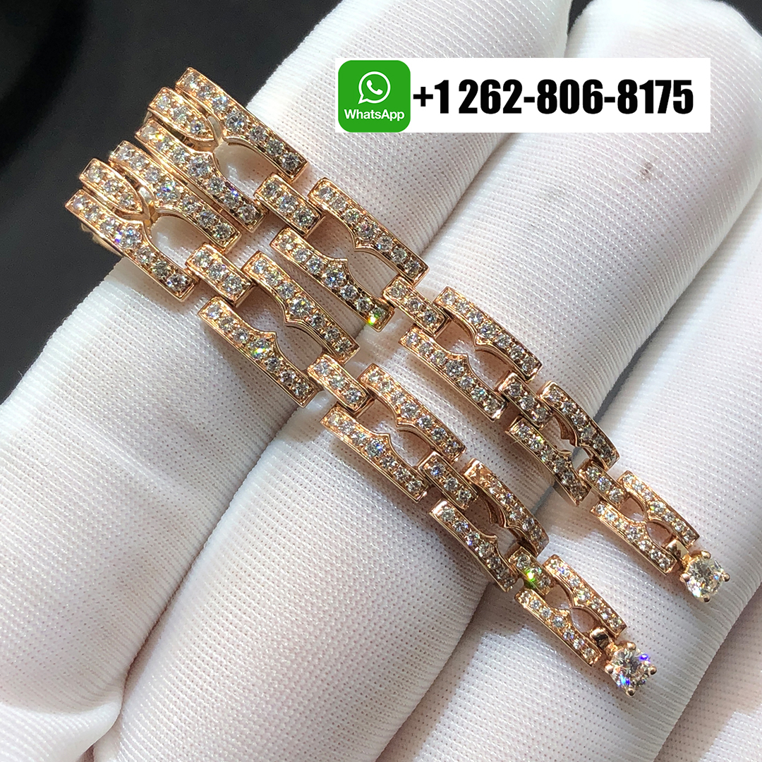 Bvlgari 18k Rose Gold B.zero1 Drop Earrings with Pave Diamonds 361190