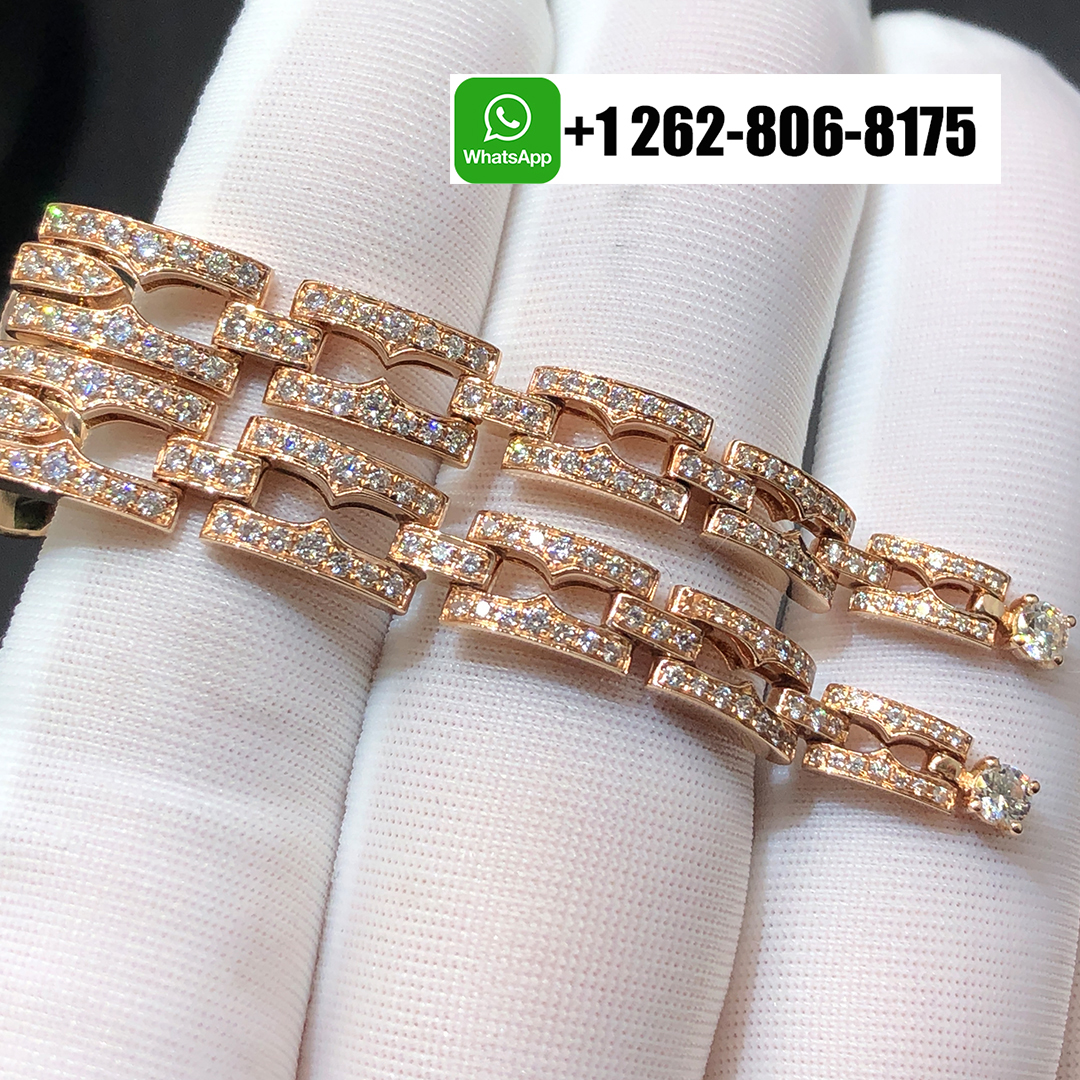 Bvlgari 18k Rose Gold B.zero1 Drop Earrings with Pave Diamonds 361190