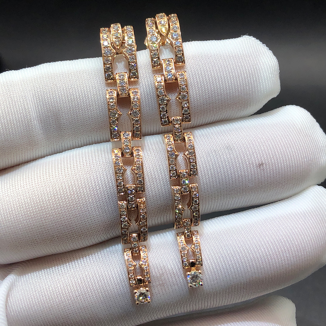 Bvlgari 18k Rose Gold B.zero1 Drop Earrings with Pave Diamonds 361190