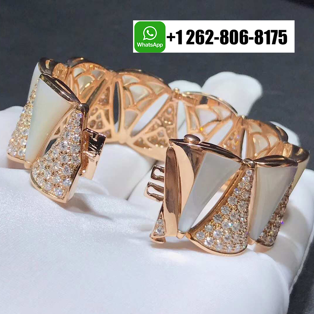 Bvlgari 18k Rose Gold Diamond And Mother-of-pearl Divas’ Dream High Jewelry Bracelet