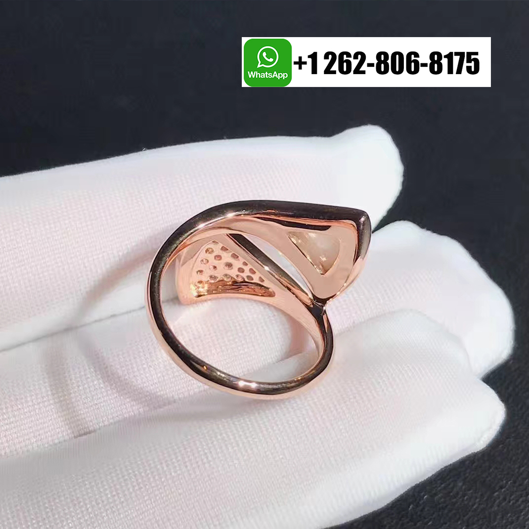 Bvlgari 18k Rose Gold Divas’ Dream Ring with Pave Diamond and Mother of Pearl