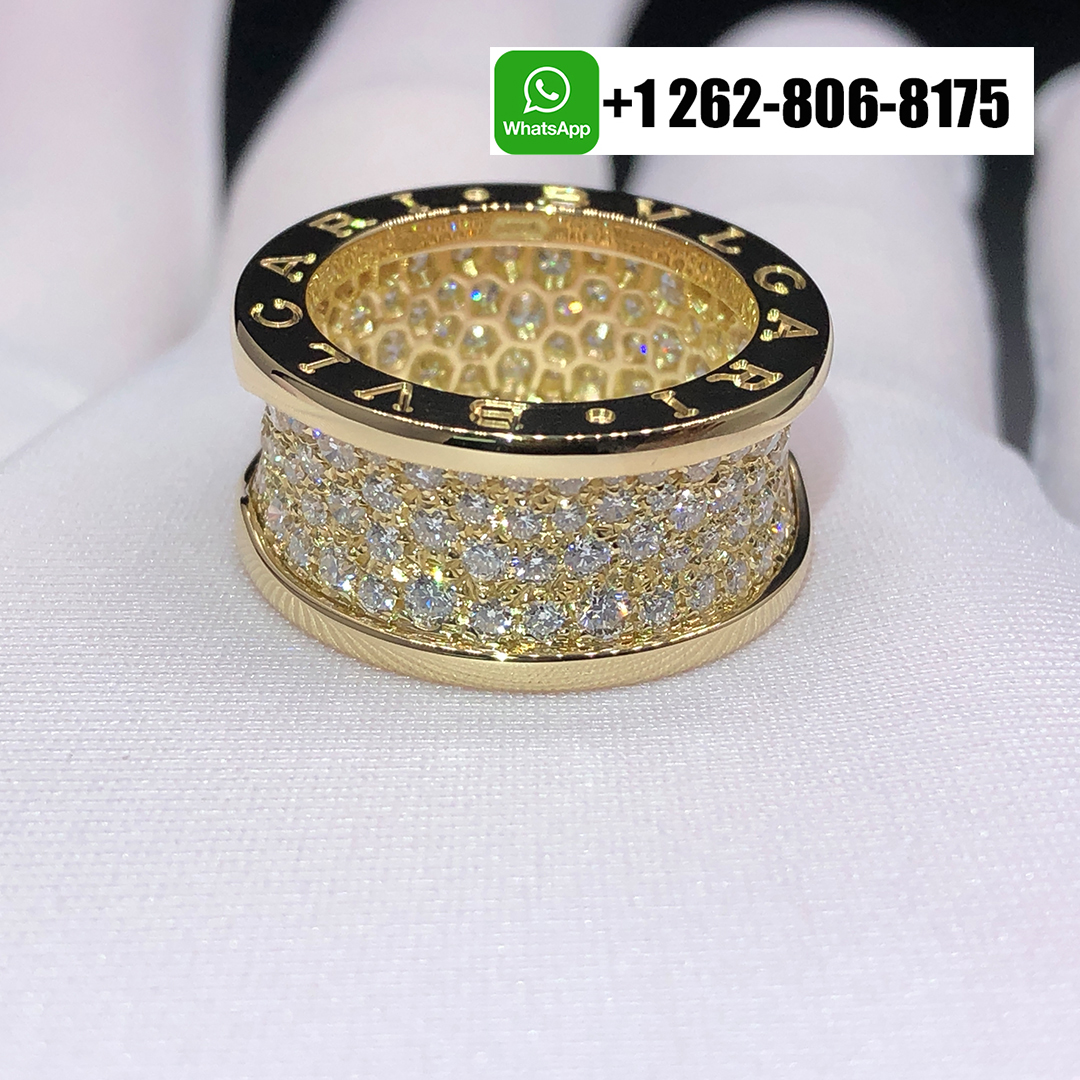 Bvlgari B.Zero1 Pave Diamond Band Ring in 18K Yellow Gold