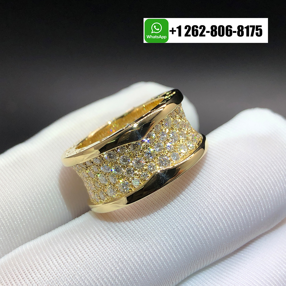 Bvlgari B.Zero1 Pave Diamond Band Ring in 18K Yellow Gold