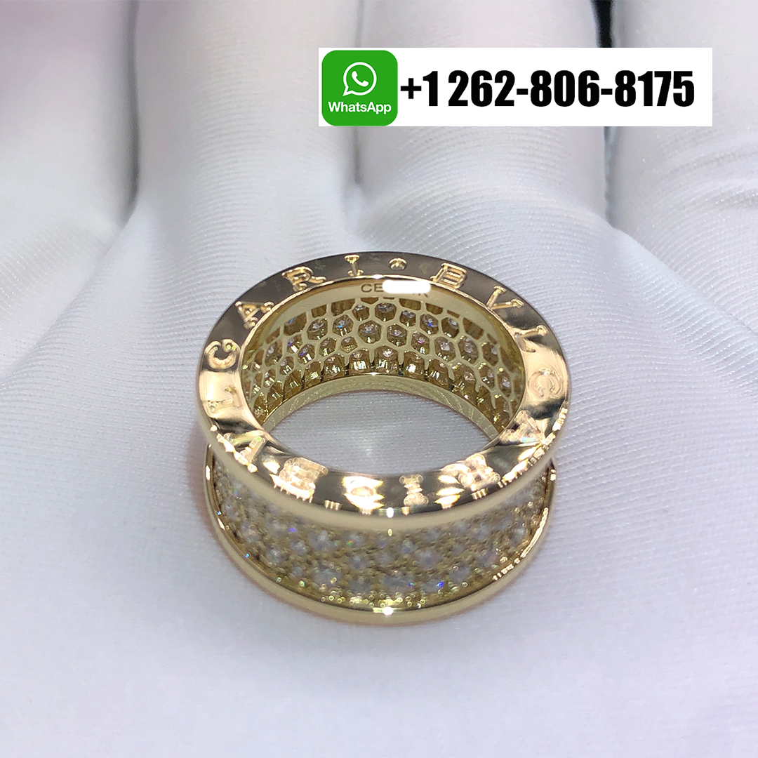 Bvlgari B.Zero1 Pave Diamond Band Ring in 18K Yellow Gold